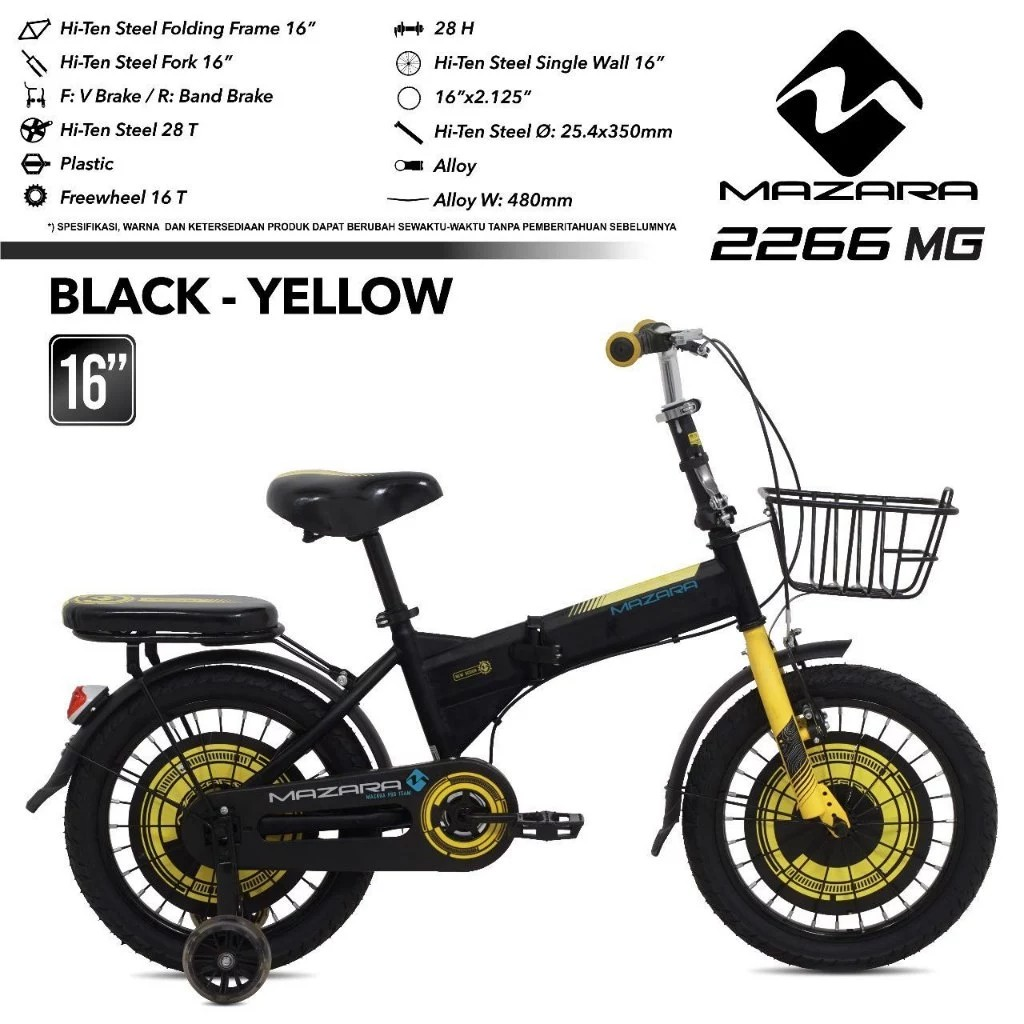 Roda Pasifik Mandiri Mazara Sepeda Lipat Anak 16" MZ-2266 MG