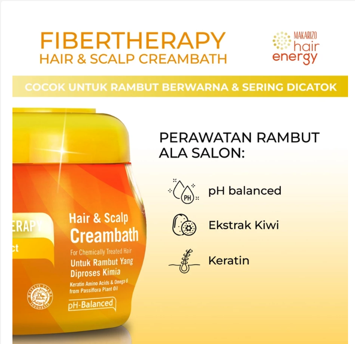 Akasha Wira International Makarizo Hair Energy Fibertheraphy Hair & Scalp Creambath Kiwi Extract