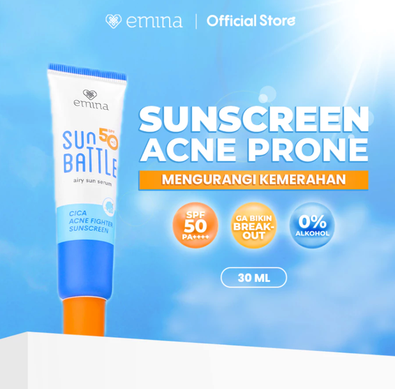 Paragon Technology and Innovation Emina Sun Battle Cica Acne Fighter Sunscreen SPF 50 PA++++