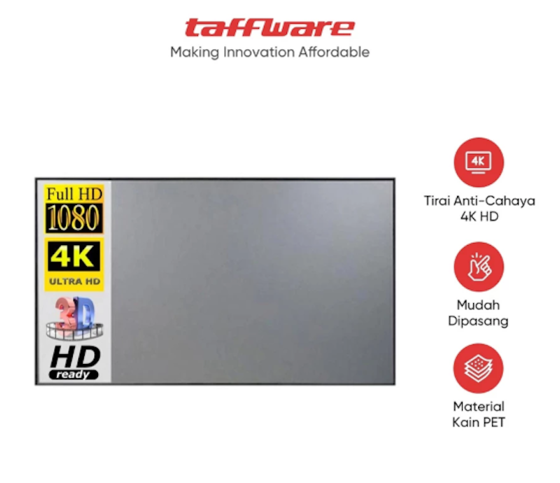 TaffSTUDIO Kain Layar Proyektor 133 inch 2