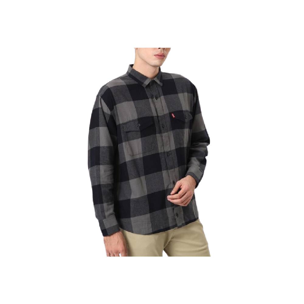 Edwin Jeans Bastien Black Grey Kemeja Flannel Pria