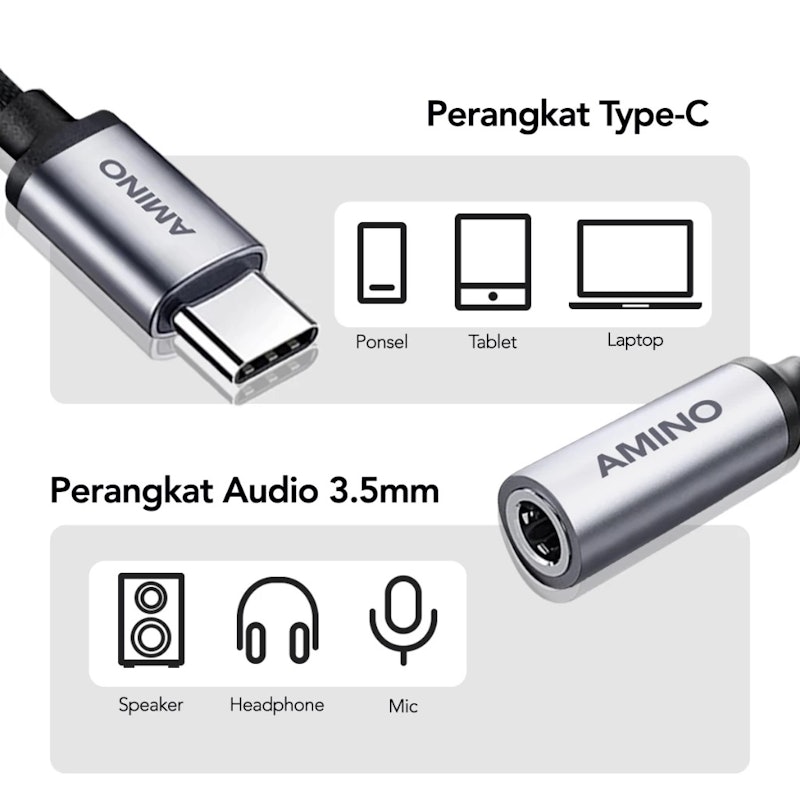 AMINO Connector Aux Headphone Jack Durable Type C 5