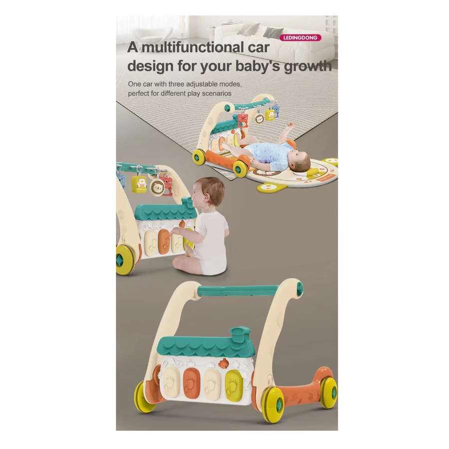 Kidgen 2-in-1 Baby Push Walker & Playmat Gym 3