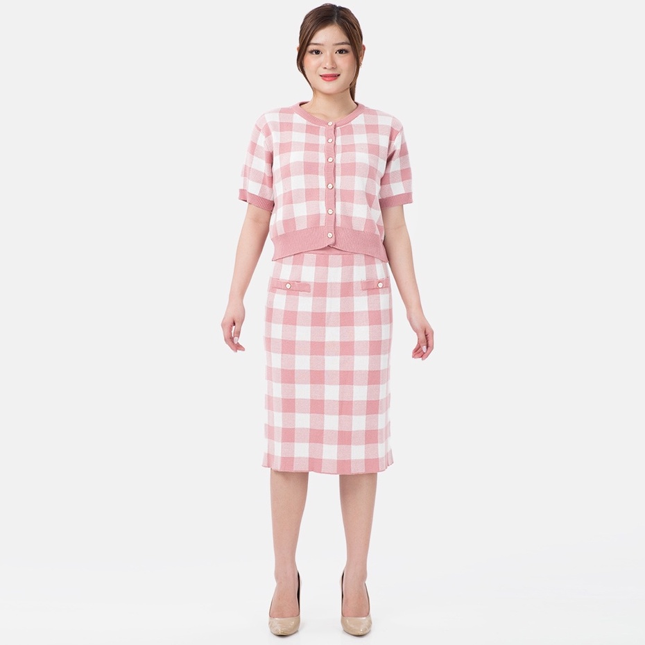 Carol Set Plaid Blouse with Span Skirt