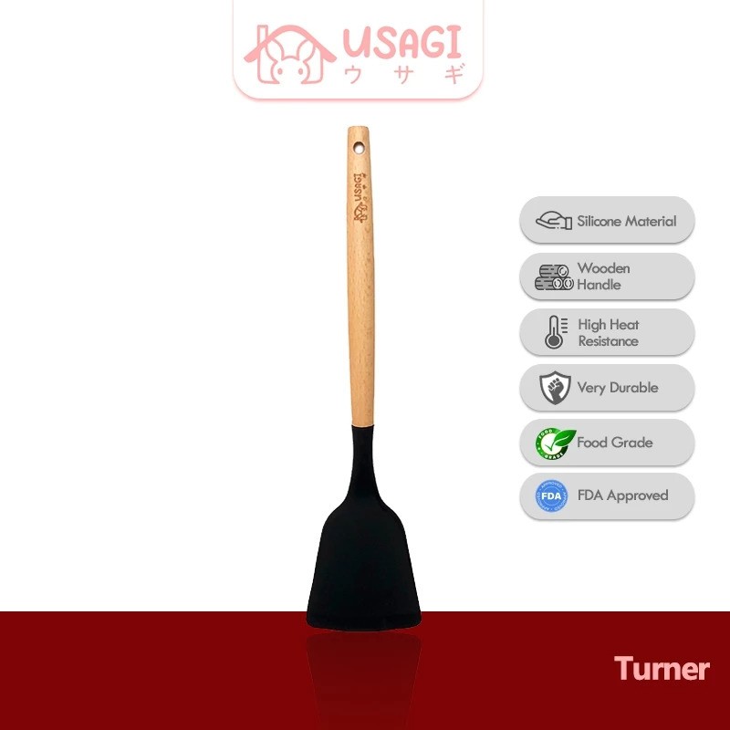  USAGI Wooden Silicone Spatula Turner