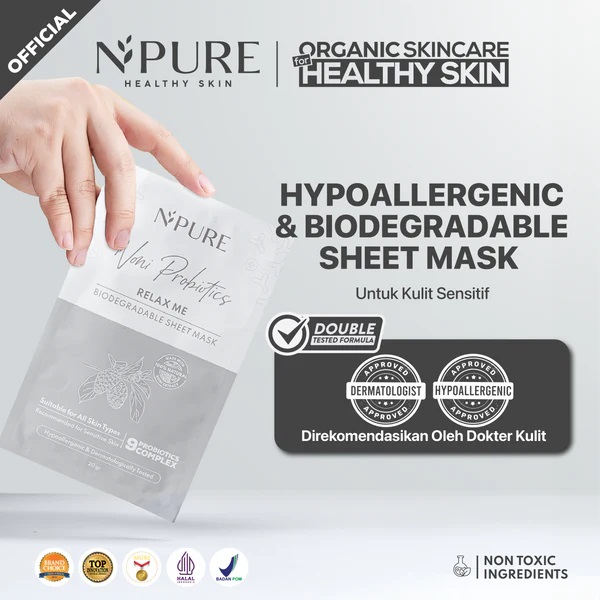 Penta Natural Kosmetindo N'PURE Noni Probiotics Relax Me Biodegradable Sheet Mask
