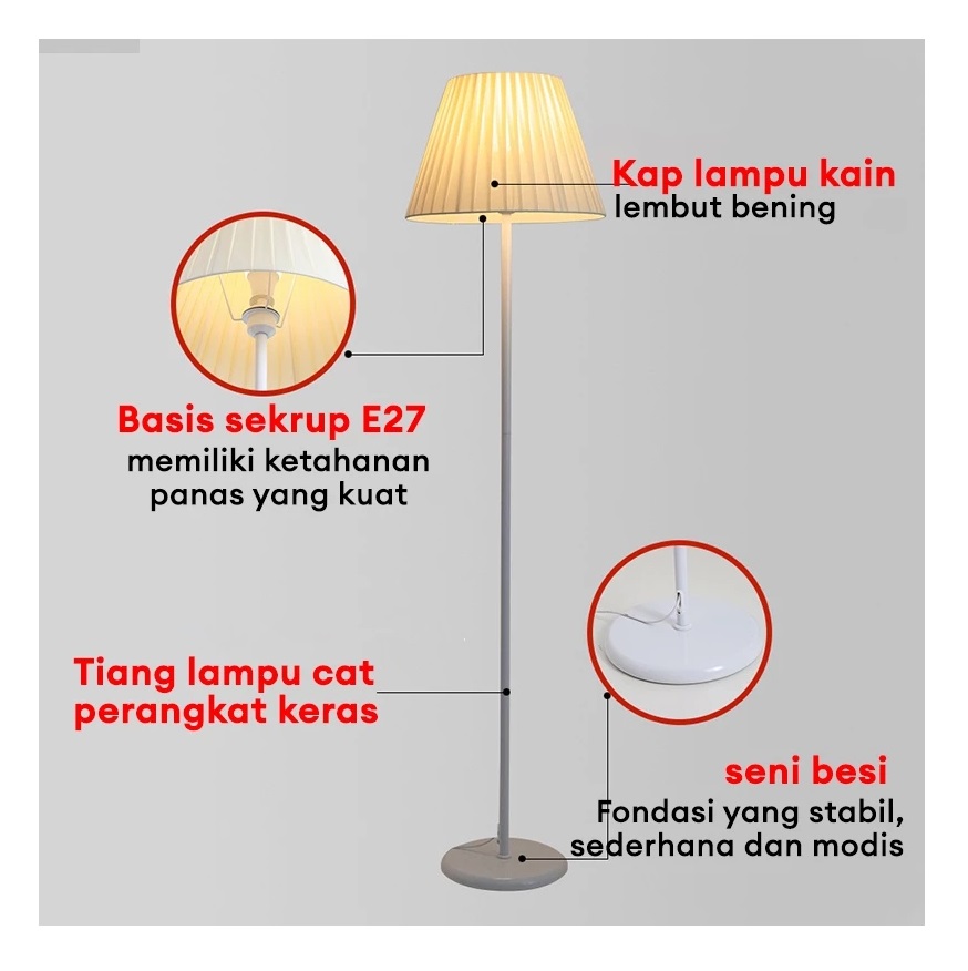  Lampu Lantai Gaya Nordik Pol 3 Warna