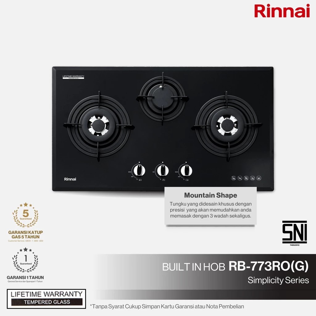 Rinnai Indonesia Rinnai Kompor Tanam Gas  RB-773RO (G)