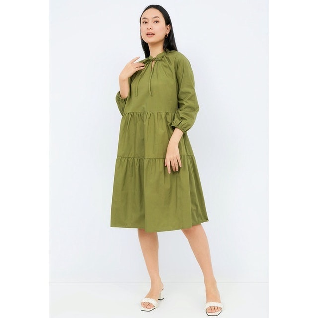 Delamibrands The Executive Babydoll Midi Dress