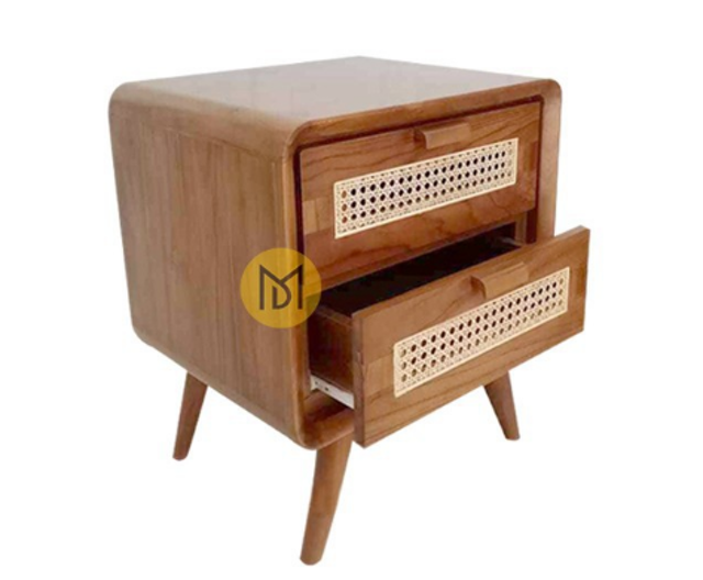 Meja Bedside Jati Rotan