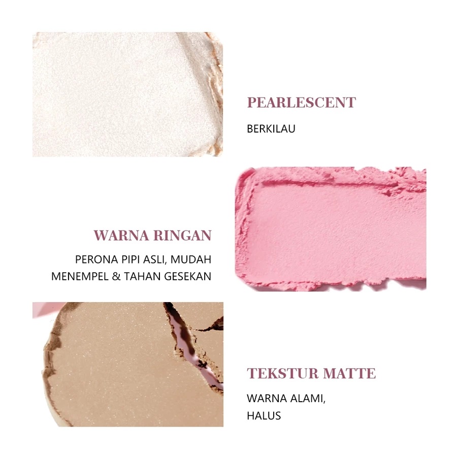 Xianghui Trading Indonesia URRACX Palette Highlighter & Contour & Blush Multi-Use CF-003 Rose Dew