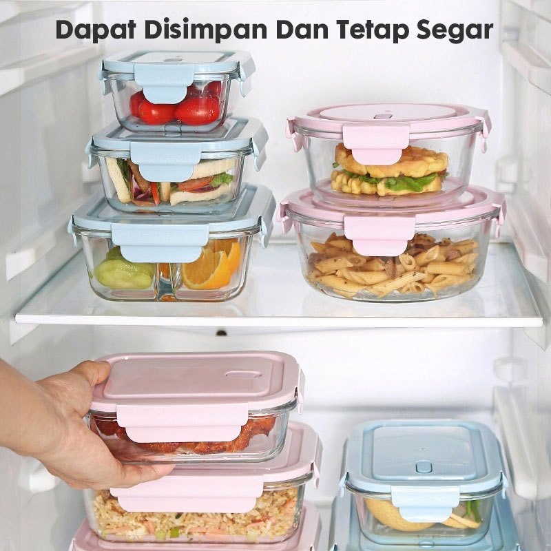 Eatkit Set Kotak Makan Siang Kaca 3 Sekat Tahan Panas 3in1 5