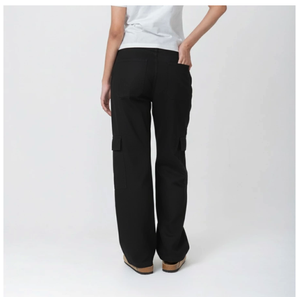 Fairgoods Celana Wanita Loose Cargo Navia Black 3