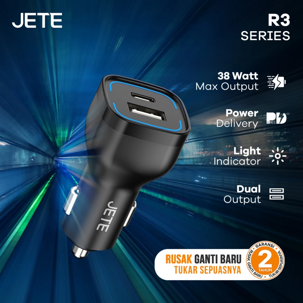 JETE Tenaga Indonesia JETE Car Charger Power Delivery Dual Port R3
