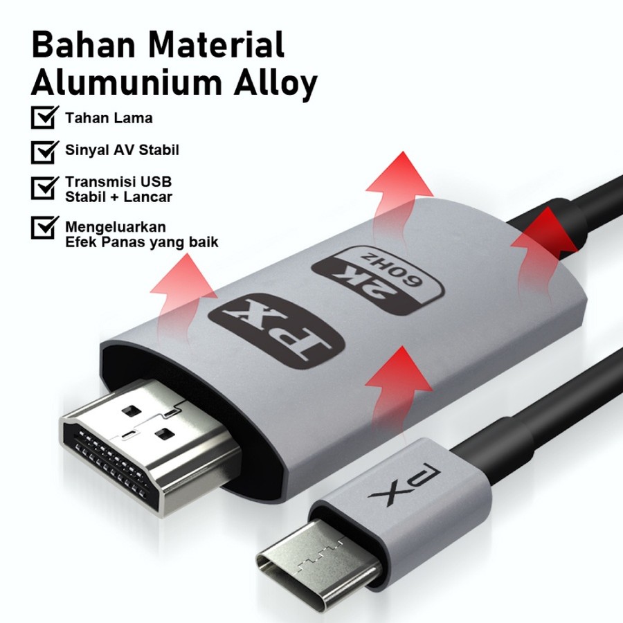 Sajun Global Indonesia PX Kabel MHL USB Type C ke HDMI TV Monitor Projector Converter MHA-30C