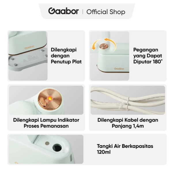 United Gain Gaabor Setrika Uap Lipat Mini Travel 2 in 1 HM-M01A