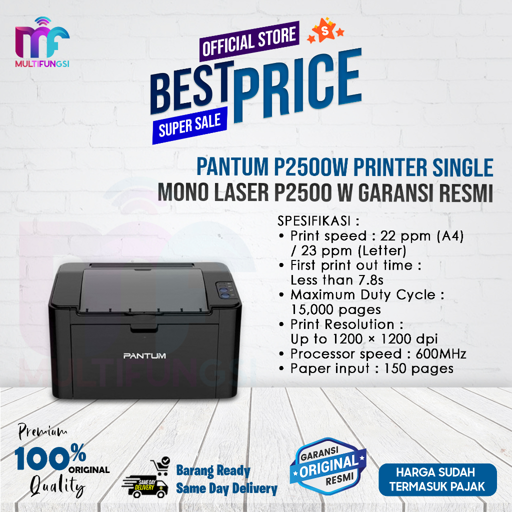 Pantum International PANTUM Mono Laser Single Function Printer P2500W