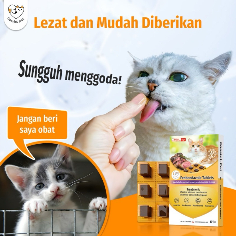  Cassiel Pet Dualmectin Dewormer Chewable Tablets for Cats