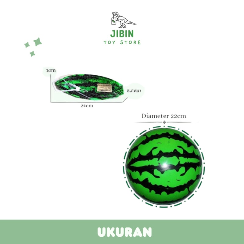Jibin Mainan Anak Bola Karet Basket Motif Semangka 4