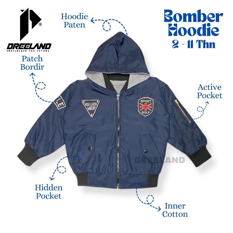 Dreeland Jaket Anak Bomber Kupluk 3