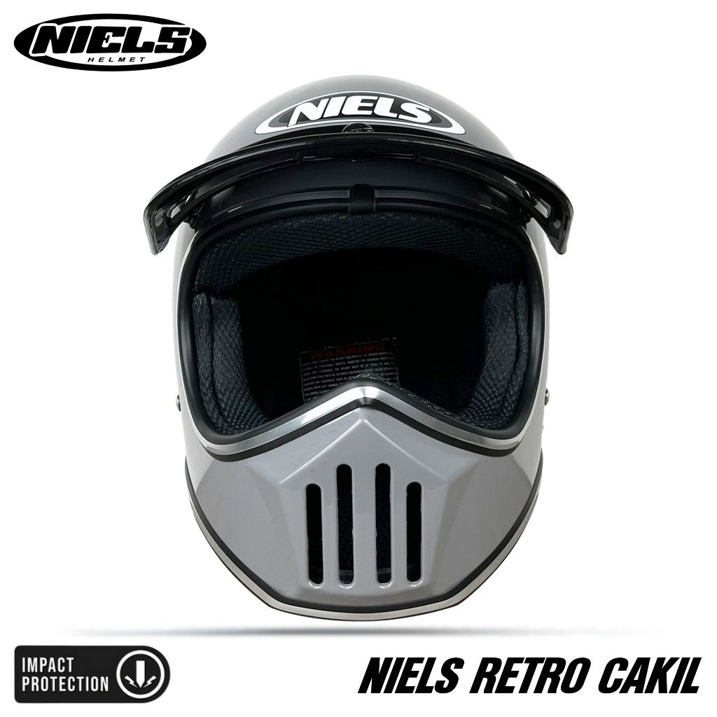 Niels Retro Cakil Helm Full Face Hitam Doff 2