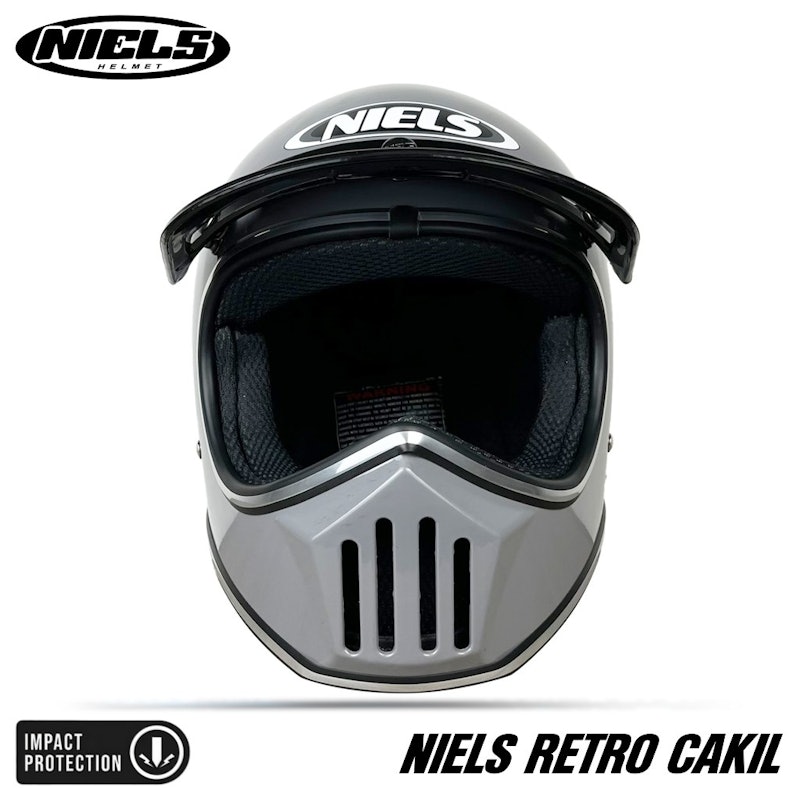 Niels Retro Cakil Helm Full Face Hitam Doff 2