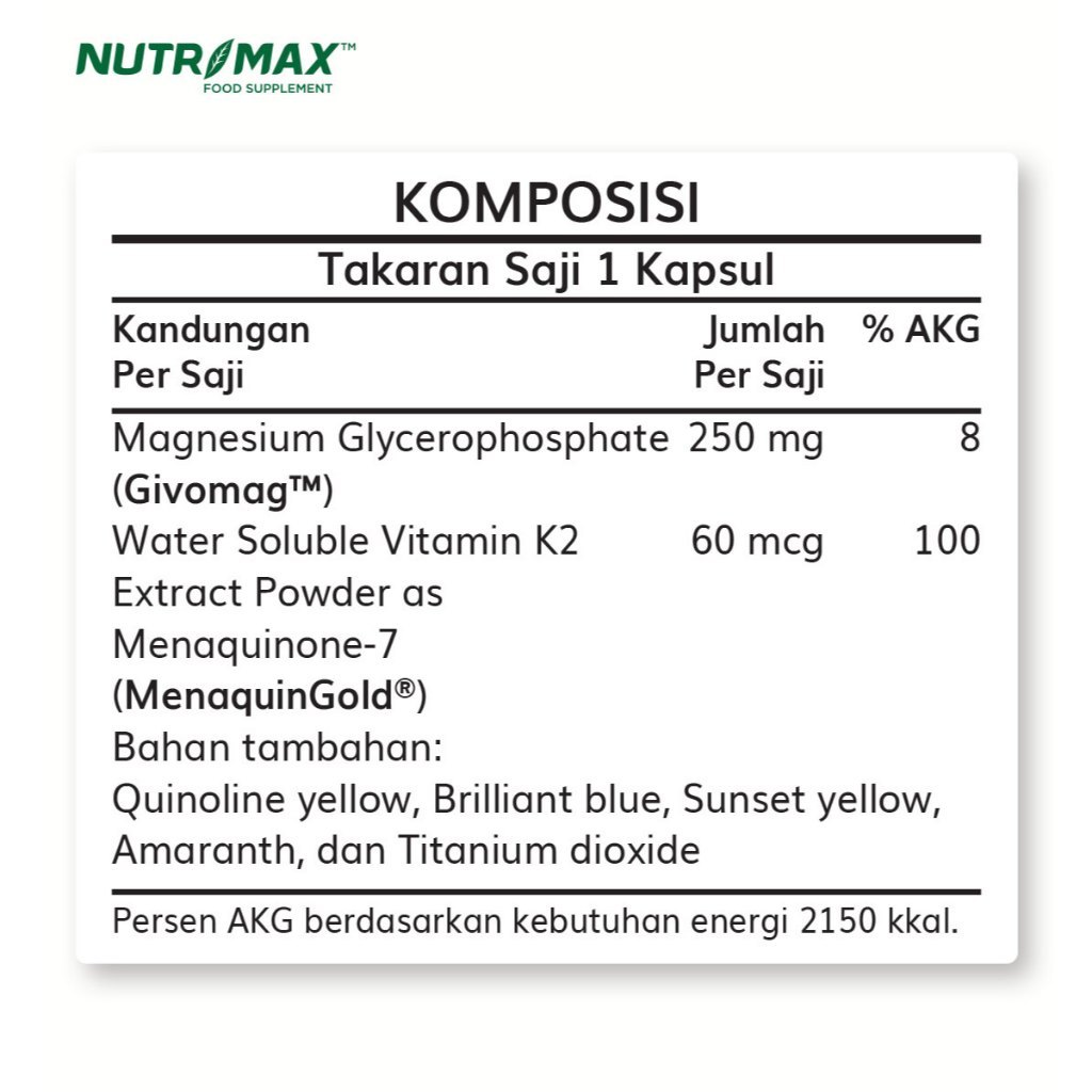 Suryaprana Nutrisindo Nutrimax Magnesium Glycerophosphate + K2