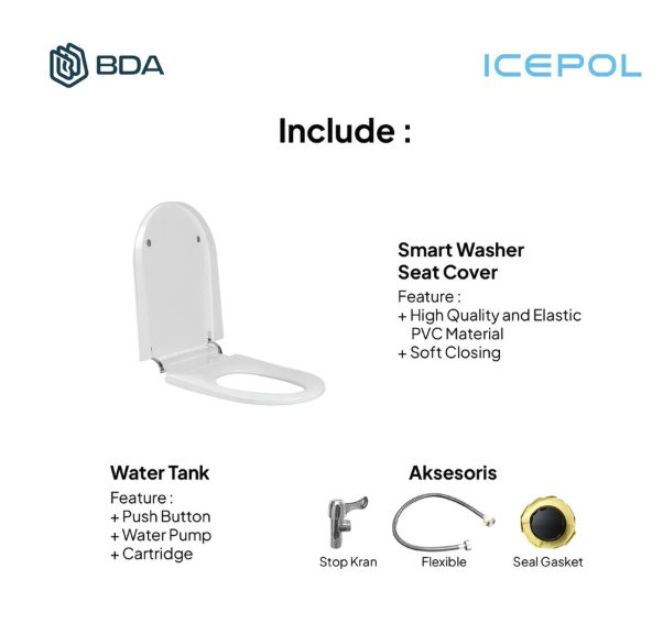 Bangun Delta Abadi Icepol Closet Duduk Ecowasher Smart Bidet IC E 8900