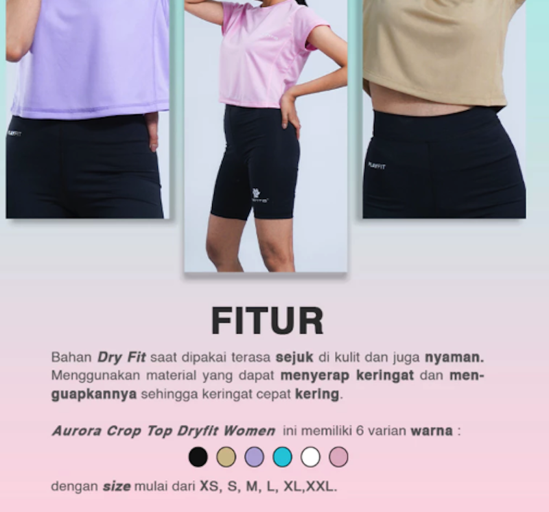 Tiento Dry-Fit Crop Top Basic 2