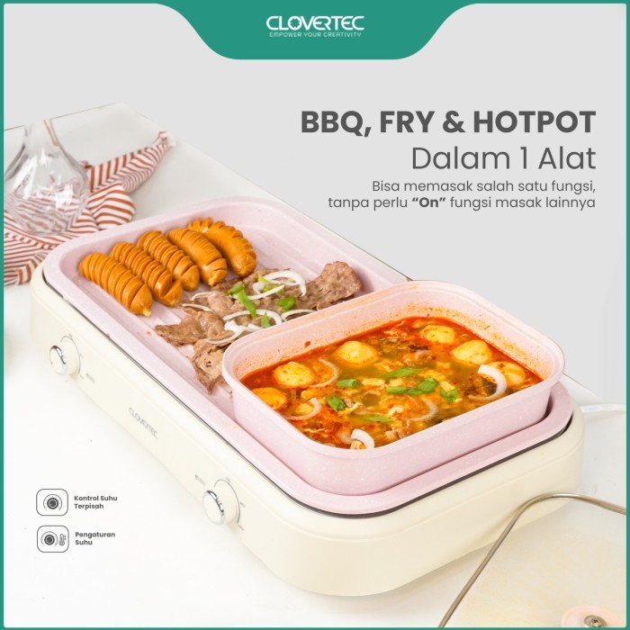  Clovertec Multicooker Grill Hotpot Fry 3 in 1  CHG-5624CM