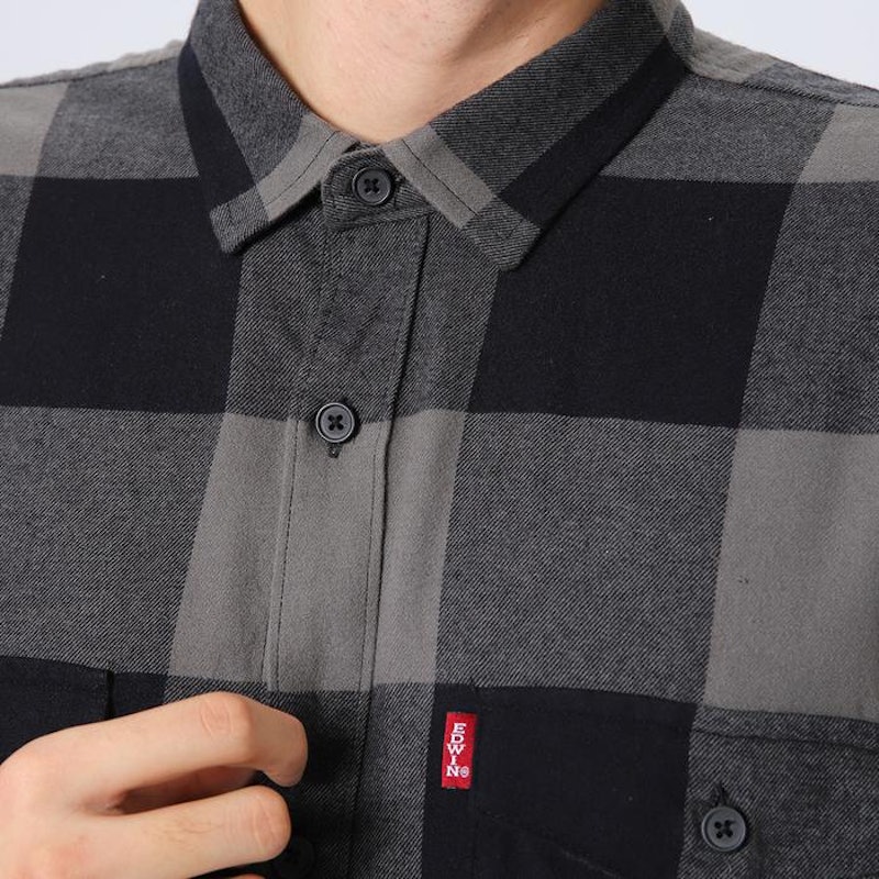 Edwin Jeans Bastien Black Grey Kemeja Flannel Pria 3