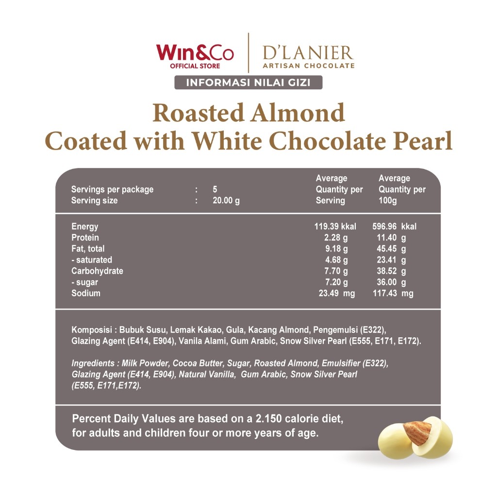 Win&Co Group D'Lanier Almond Pearl with White Chocolate