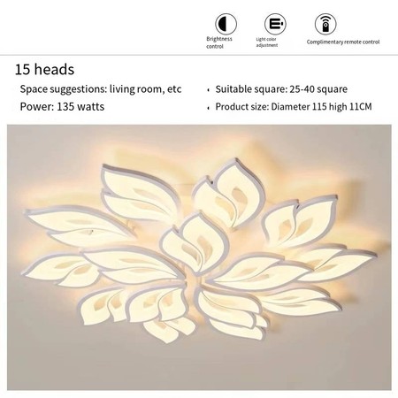  CELOGLO Lampu Hias Plafon Simple Modern LED 3 Warna 15 Daun