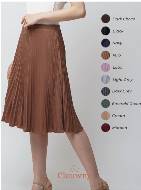 Clouwny Official Clouwny Vamos Midi Pleat Skirt