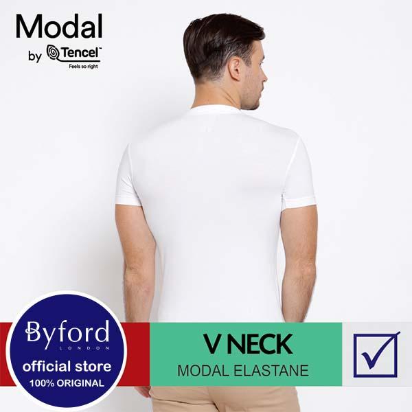 Byford Byford V Neck T-Shirt Modal By Tencel TBYT06V1MSWHT
