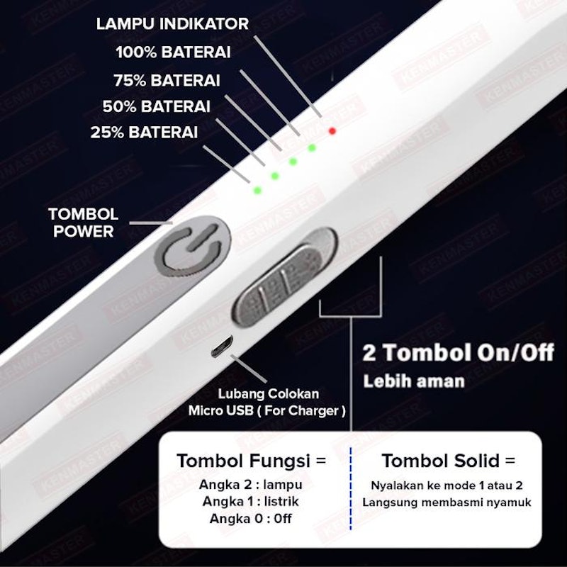 Raket Nyamuk Lampu LED + UV 4