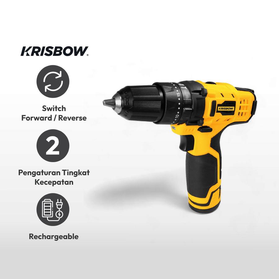 Krisbow Indonesia Krisbow® Cordless Impact Drill 10 mm 12V IRCID122