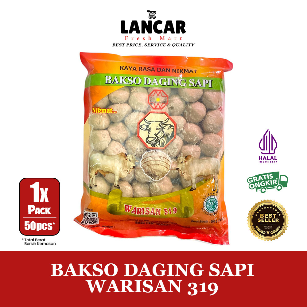 WARISAN 319  WARISAN 319 Bakso Daging Sapi Urat Isi 50 pcs 
