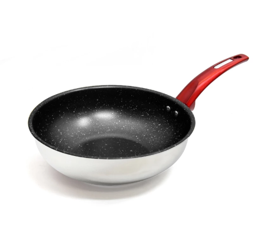 Supra Panci Stainless SUS 304 Stir Wok Marble 24 Cm Red 