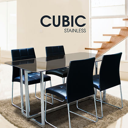 Meja Makan Kaca Cubic Stainless 3