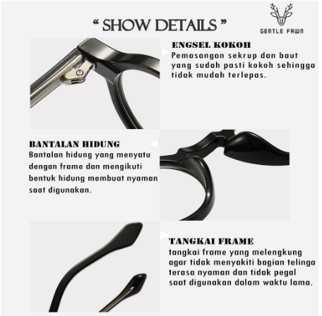 Gentle Fawn Kacamata Antiradiasi Blueray Model Bulat Retro Vintage TR 90