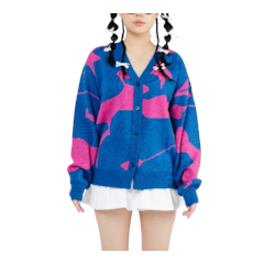 Gurls Club Oversize Oversized Cardigan Knitwear Stormy Fushia