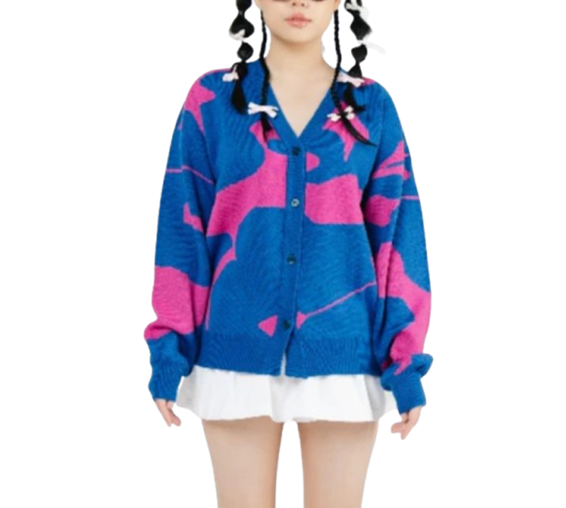 Gurls Club Oversize Oversized Cardigan Knitwear Stormy Fushia 1