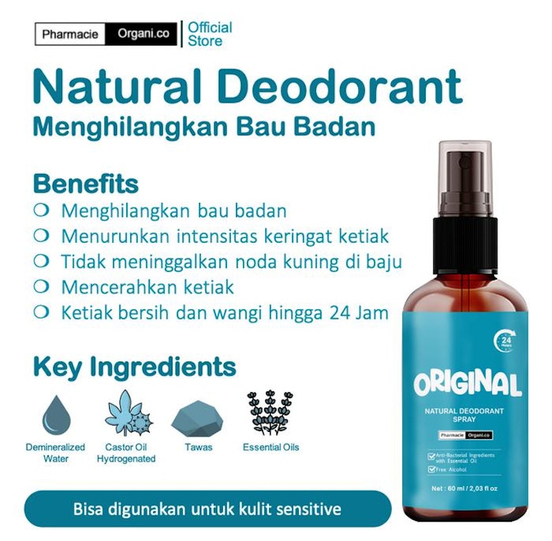 Pharmacie Organi.co Natural Deodorant Tawas Spray Original 2