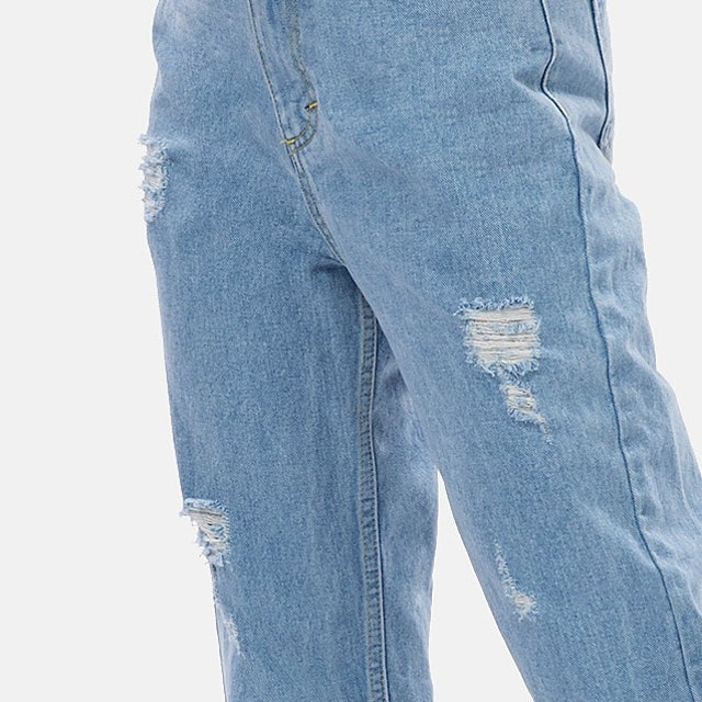 Elastic Waist Ripped Boyfriend Jeans 3
