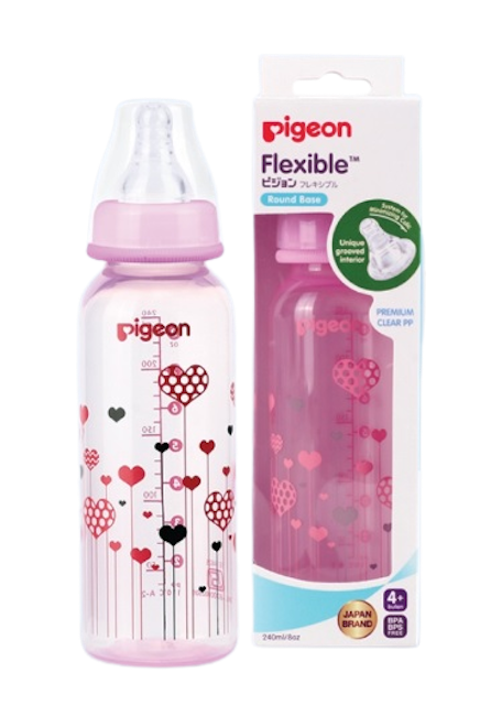 Botol Susu PP Clear RP 240Ml Pink W/ S-Type Nipple 2