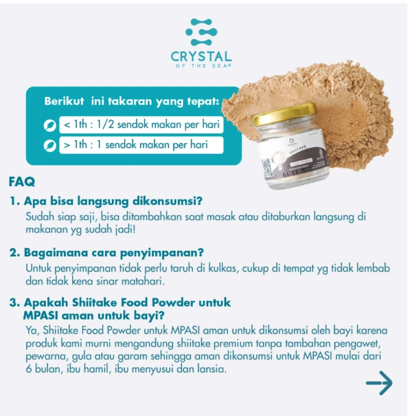 Urchindize Indonesia Crystal Of The Sea Shiitake Food Powder 20 g