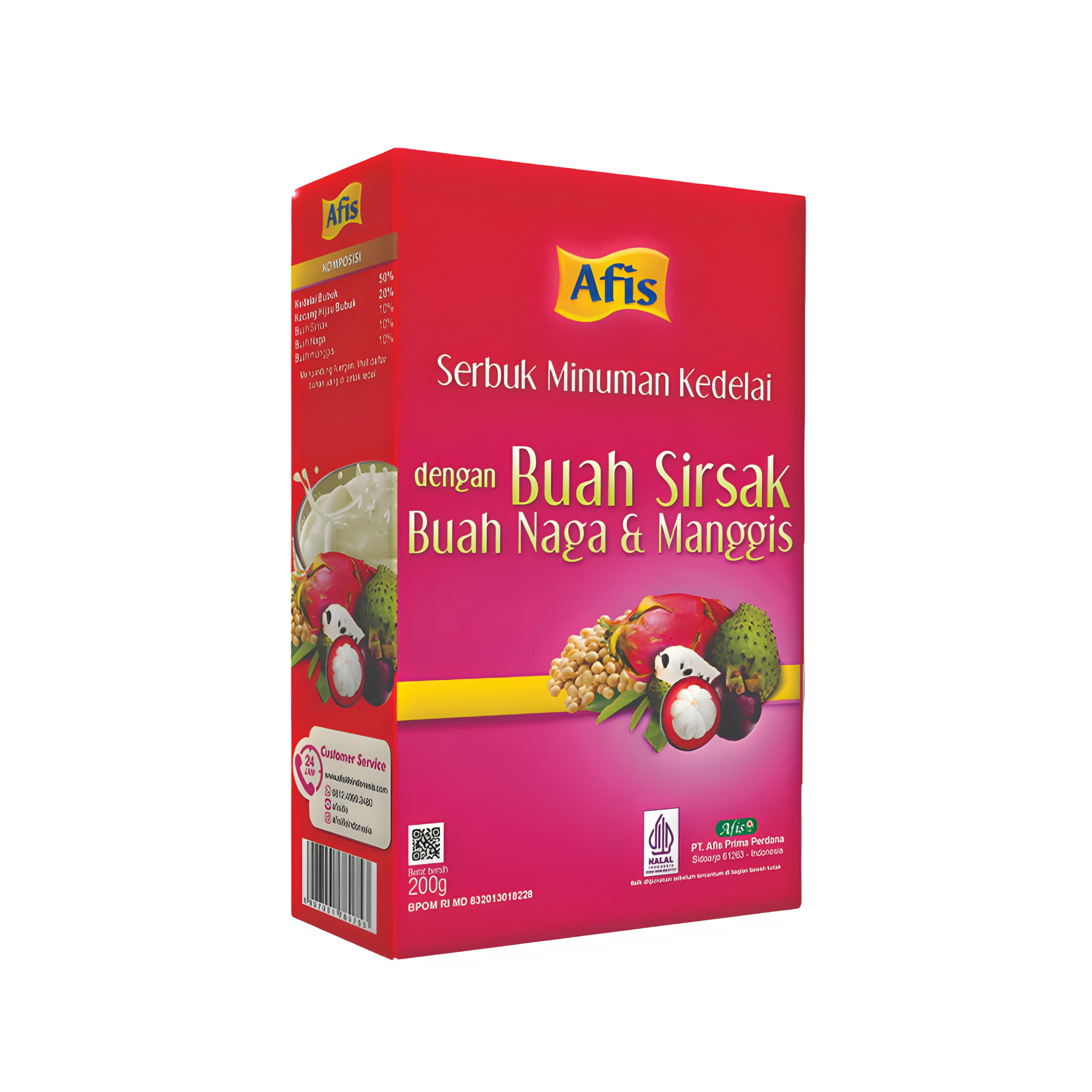 Afis Serbuk Minuman Kedelai dengan Buah Sirsak Buah Naga & Manggis