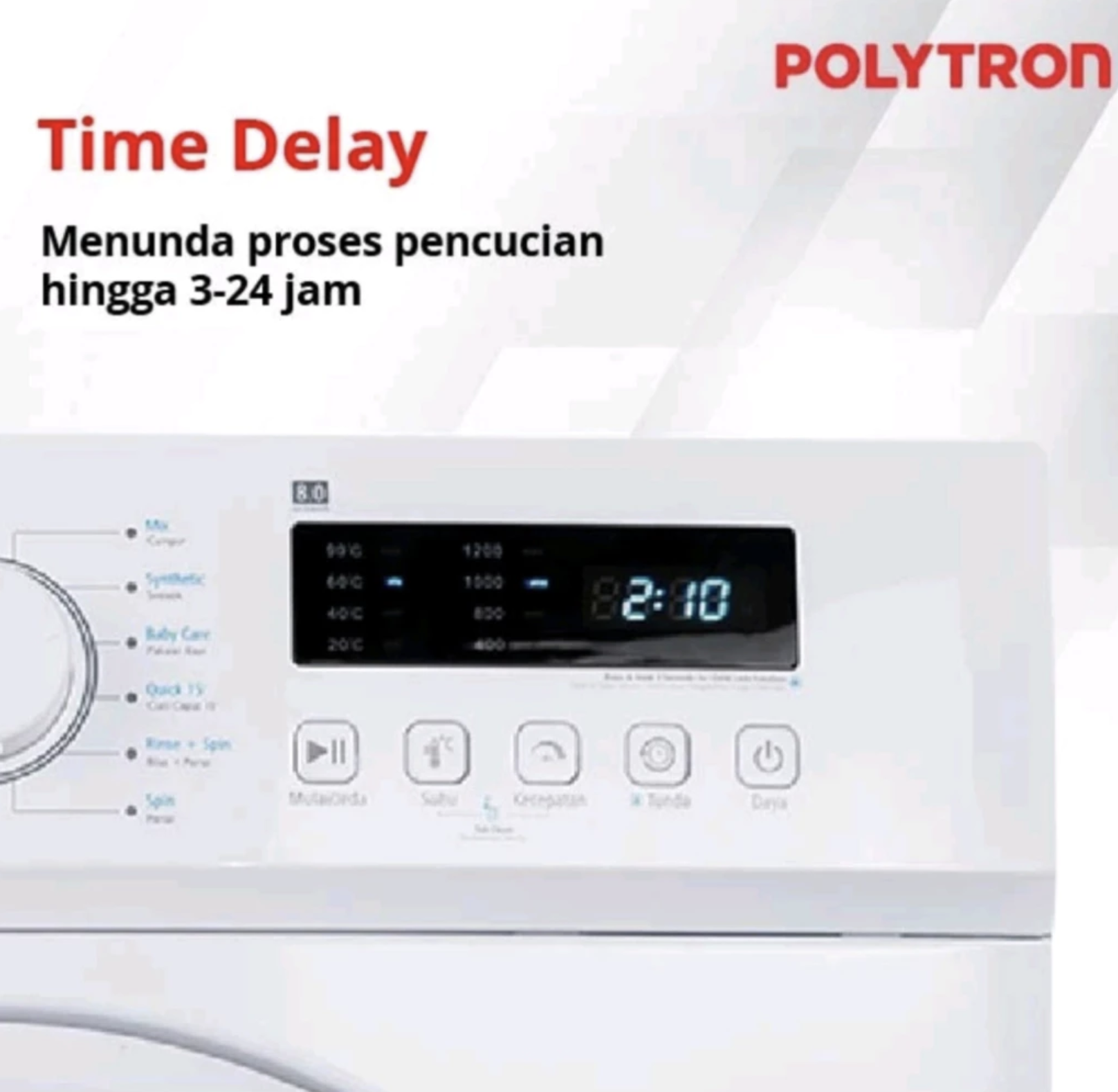 Hartono Istana Teknologi Polytron Mesin Cuci Front Loading Inverter Wonderwash Washer Dryer 8 kg PFL 8105H