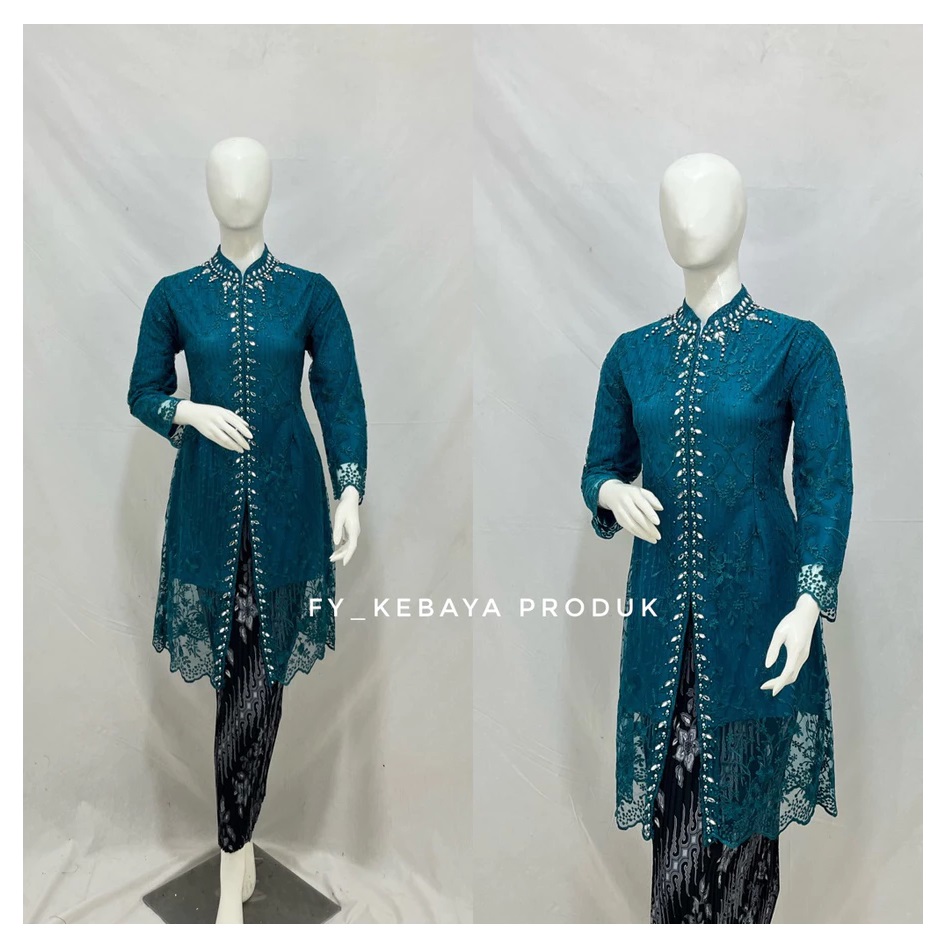  Kebaya Tunik Tille Kerah Sanghai Kombinasi Payet